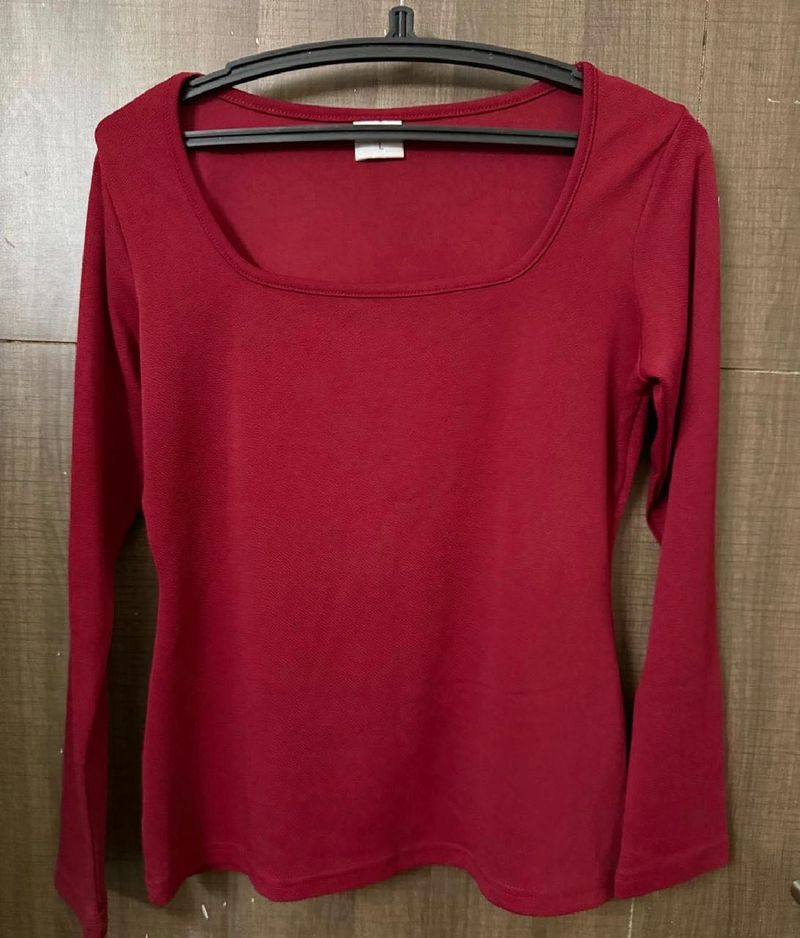 Women's Red Long Sleeve Top