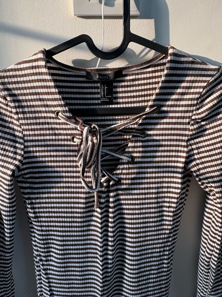 Striped Lace-Up Mini Dress