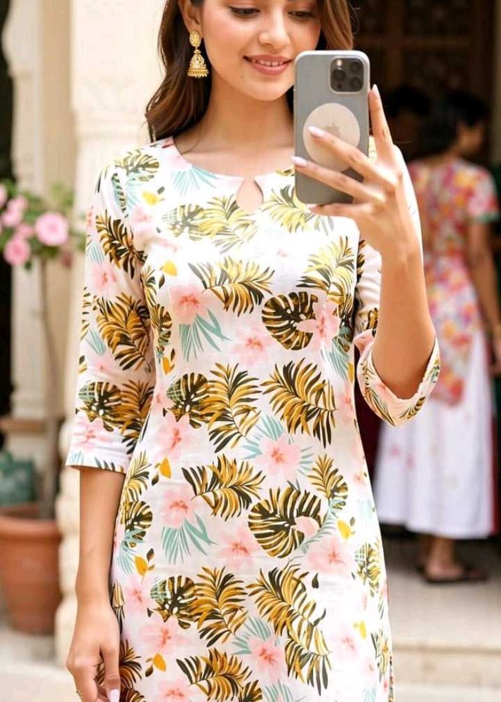 Vibrant Tropical Print Kurta
