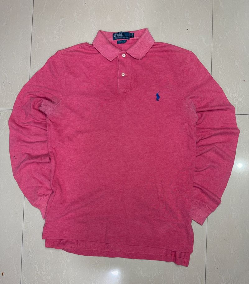 Pink Ralph Lauren Long Sleeve Polo Shirt.  chest 4