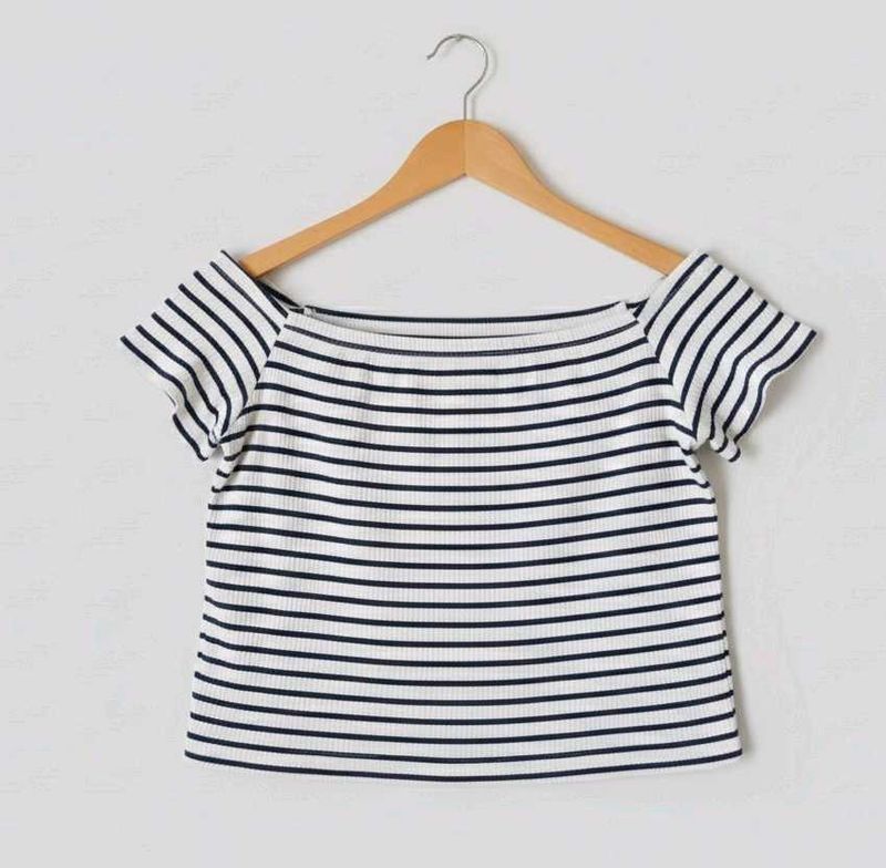 Striped Off-Shoulder Crop Top