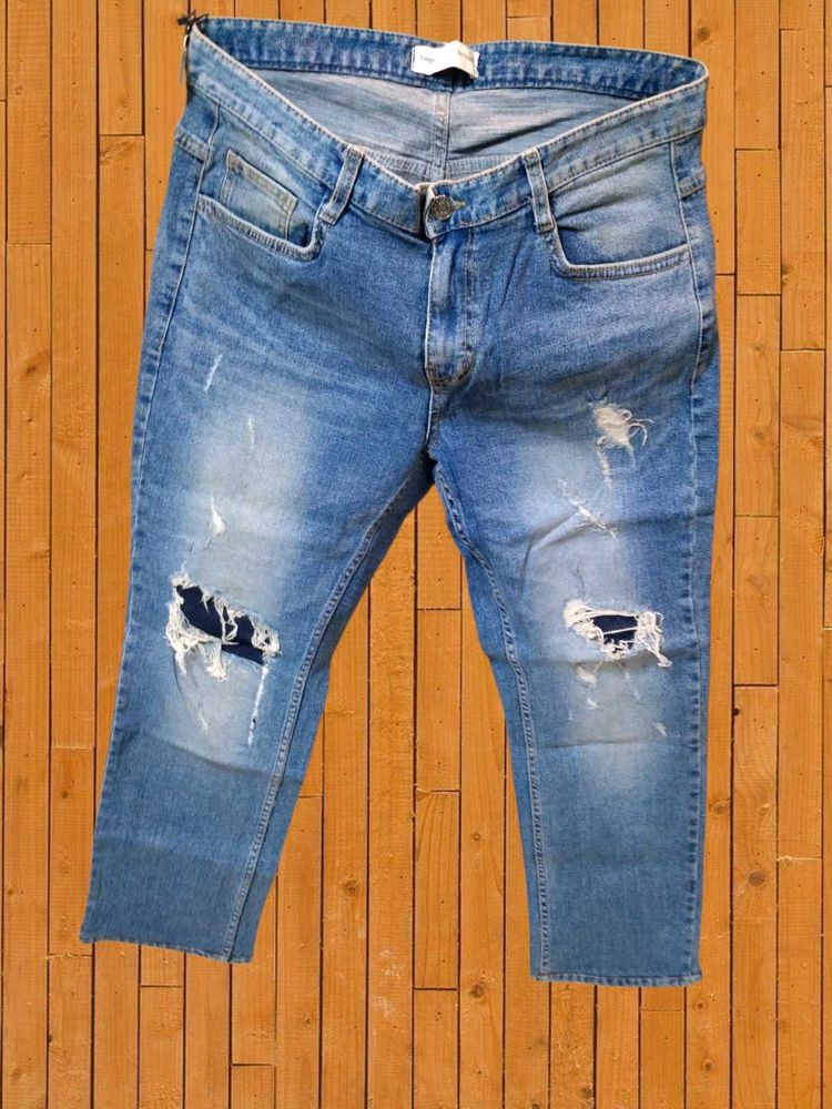 Men's Ripped Blue Denim Jeans