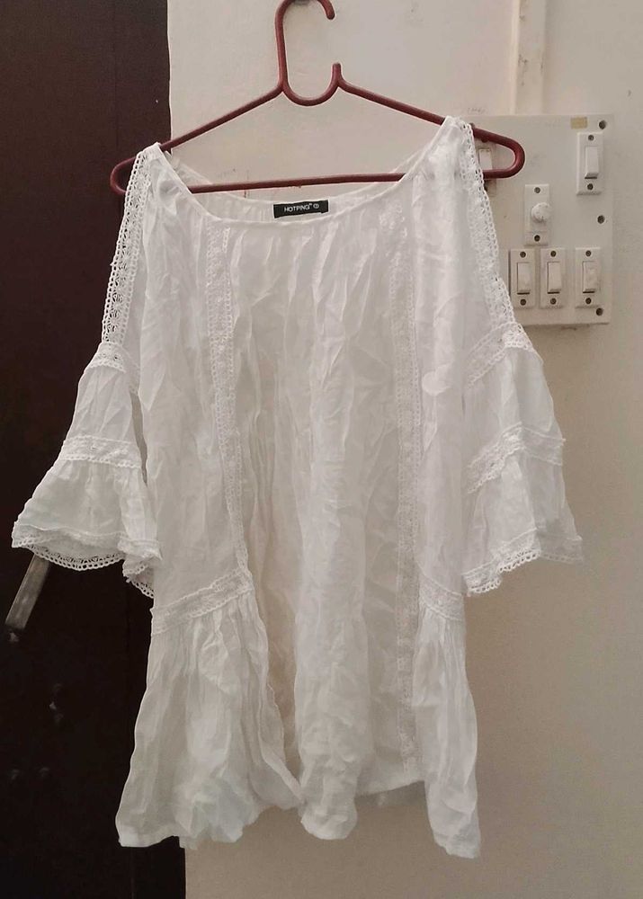 Bohemian White Cold Shoulder Top