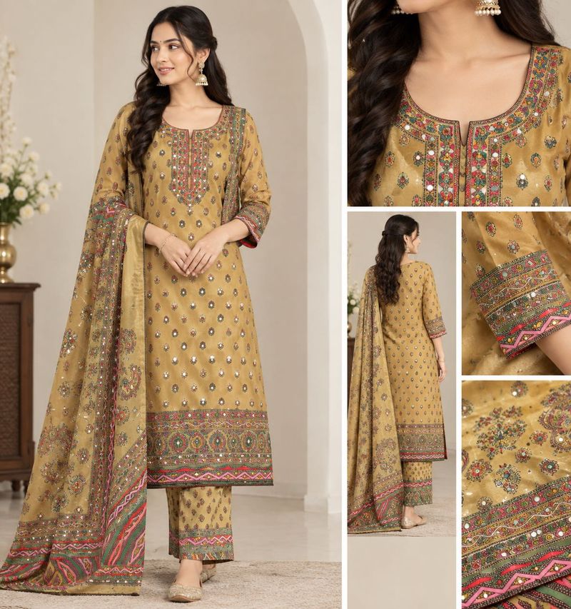 Embellished Kurta Set with Dupatta
