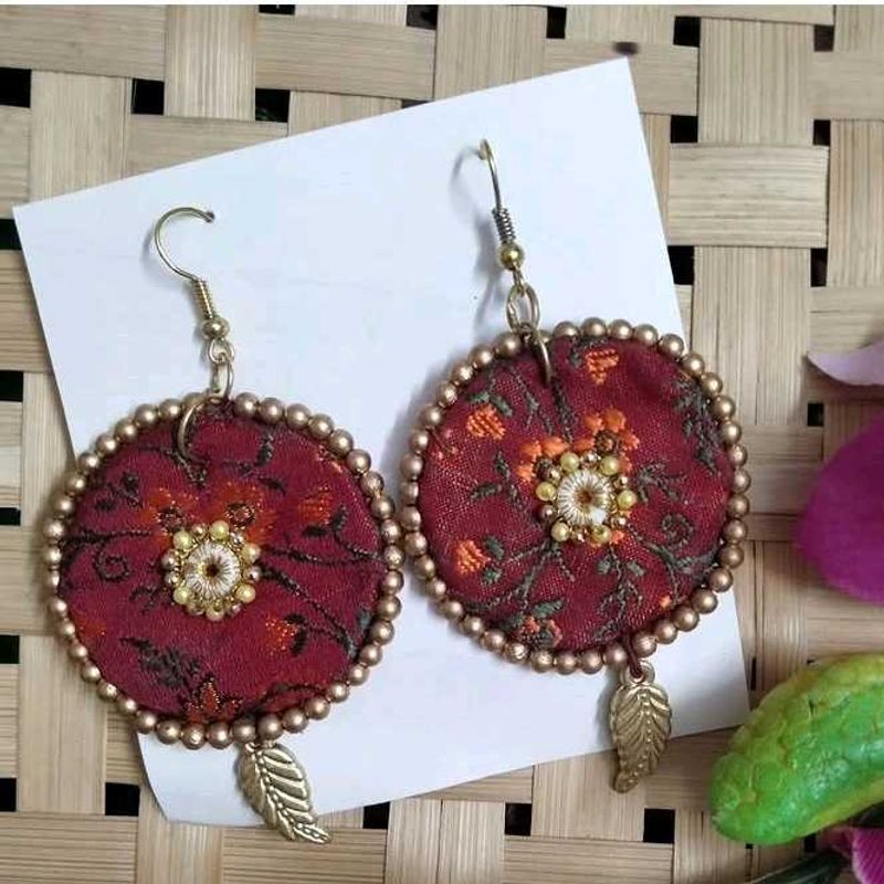 Handcrafted Floral Fabric Earrings