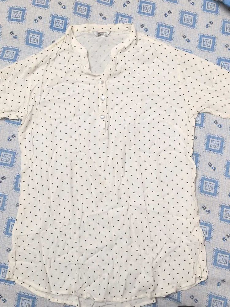 White Polka Dot Top