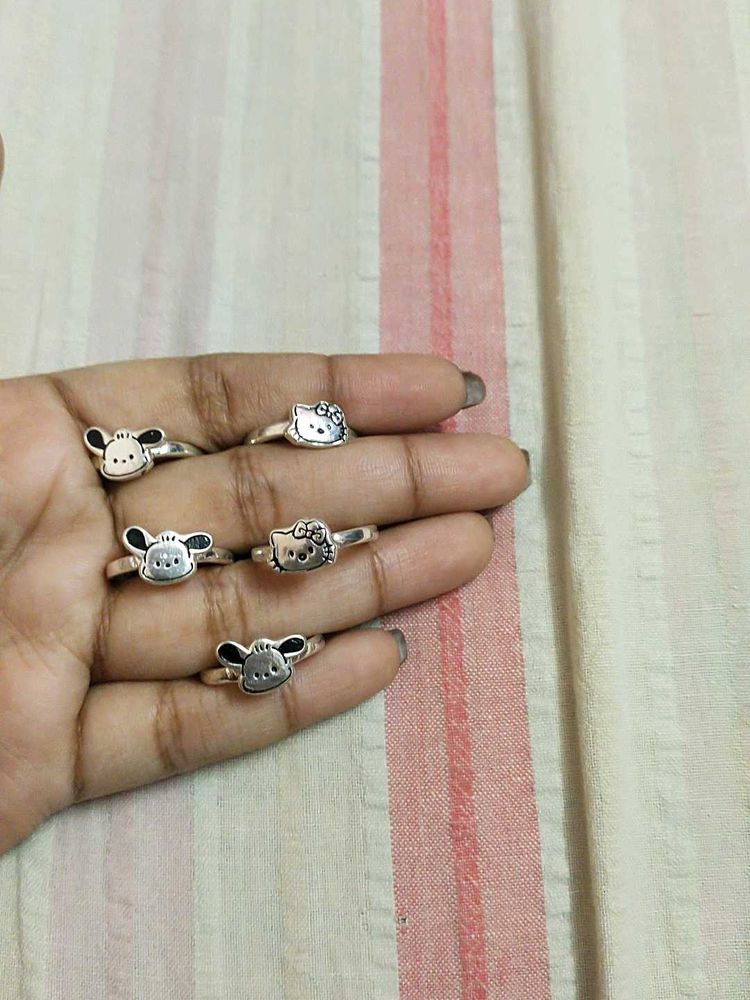 hello kitty and pochacco adjustable ring