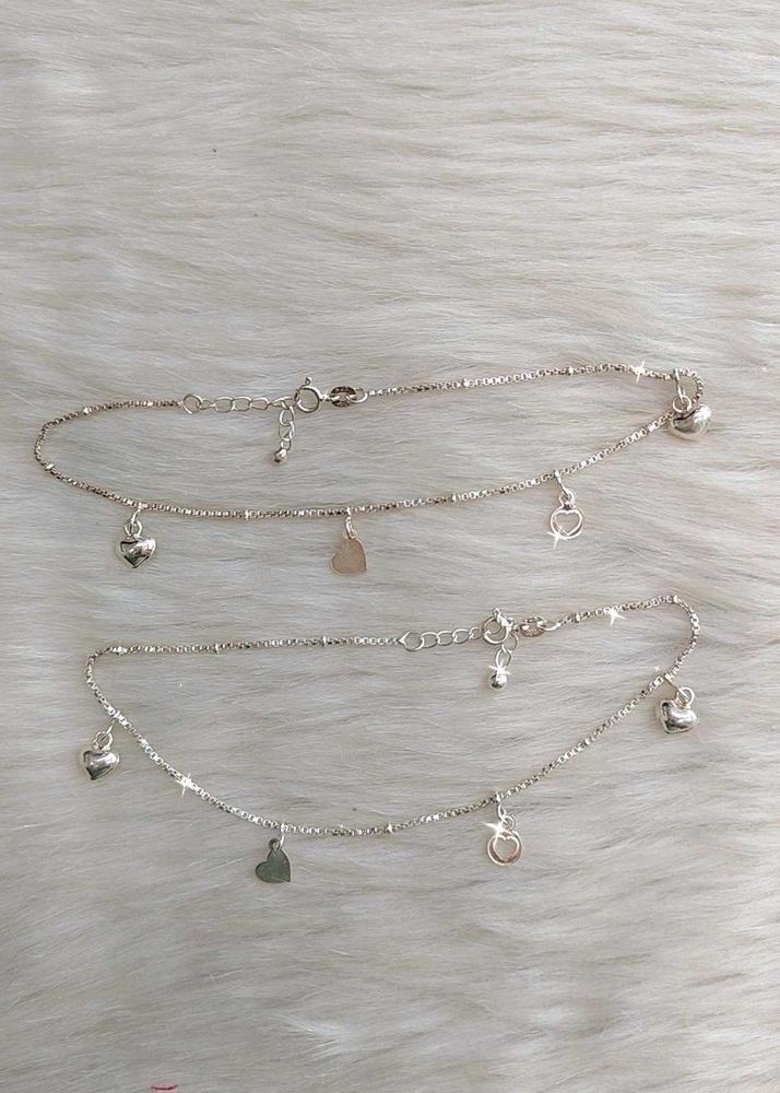 92.5 silver charming anklet with hallmark