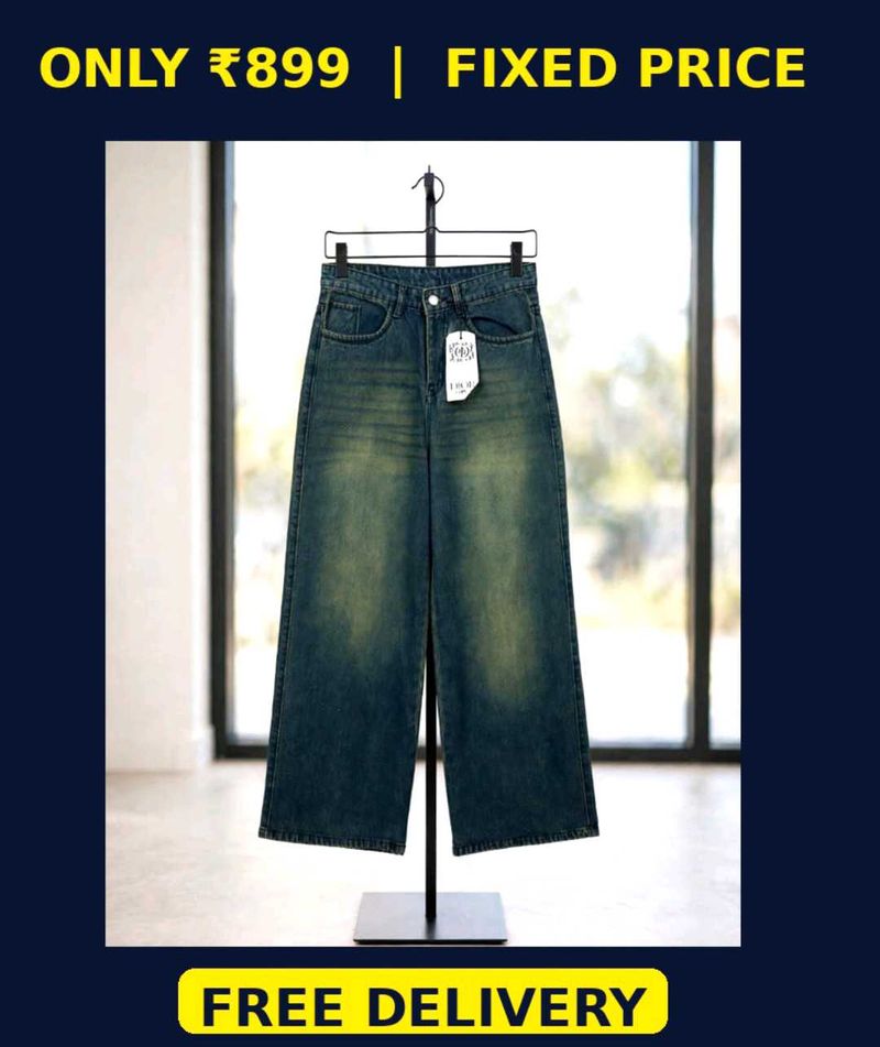 Vintage Mud Wash Wide Leg Jeans