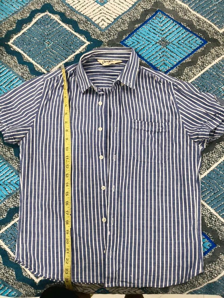 Blue Striped Short Sleeve Shirt