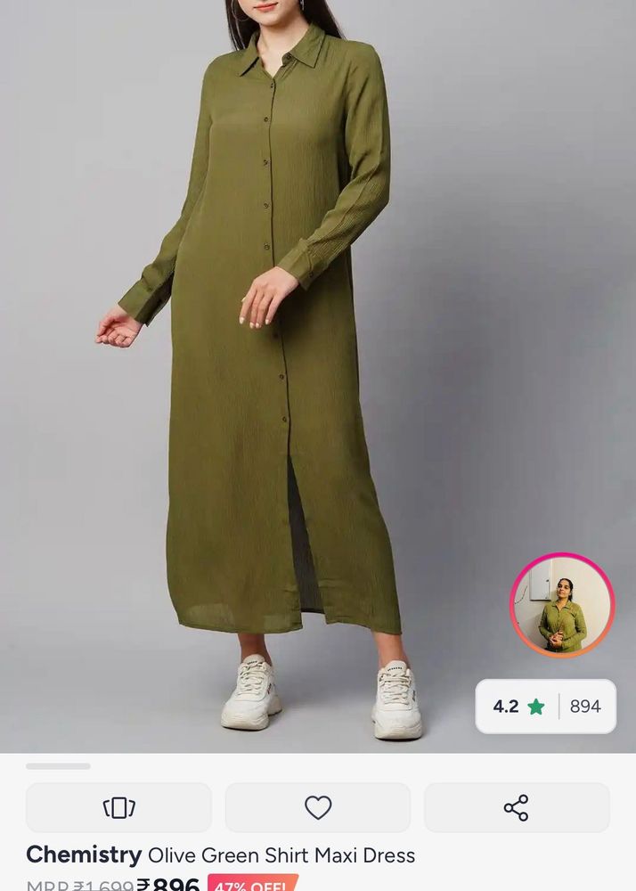 Chemistry Olive Green Shirt Maxi Dress