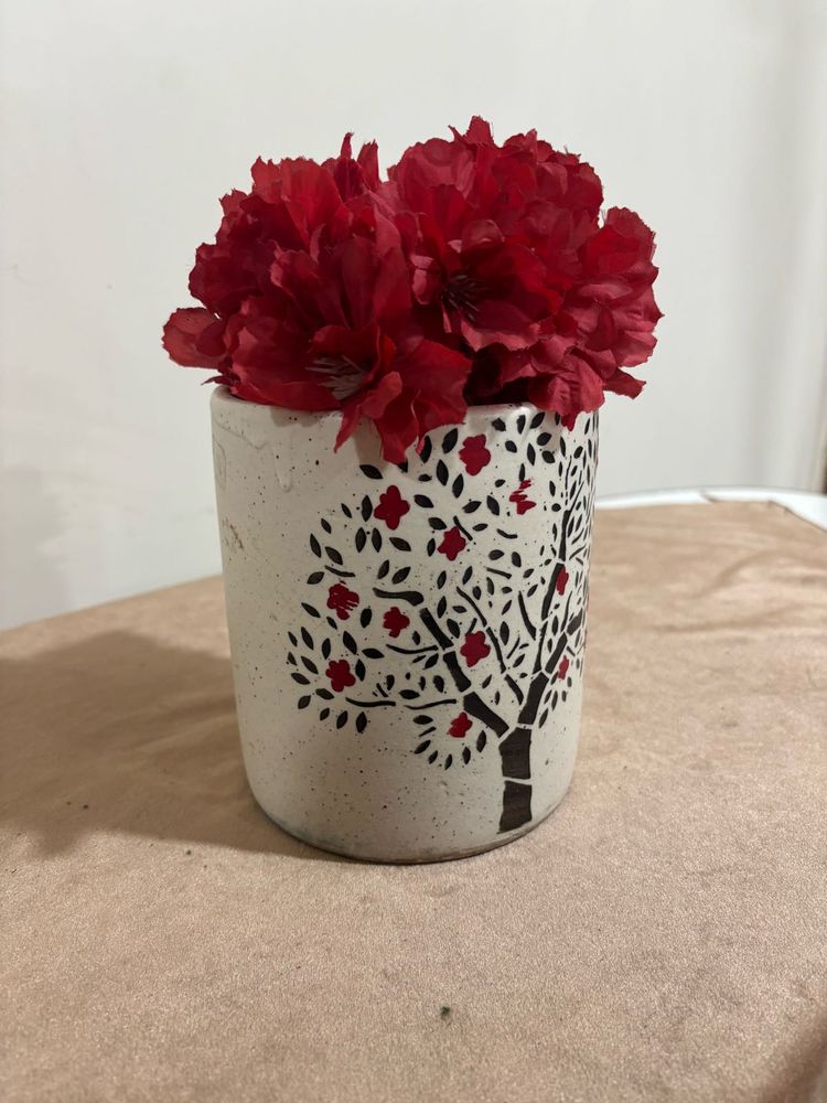 Tree Design Ceramic Pot (without flowers)
