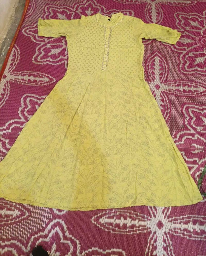 Yellow Printed Fit &amp; Flare Dress