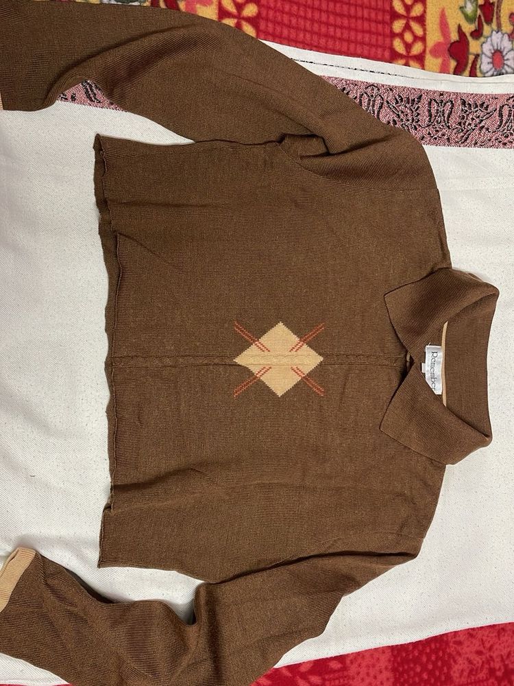 Pendleton Brown Knit Argyle Sweater