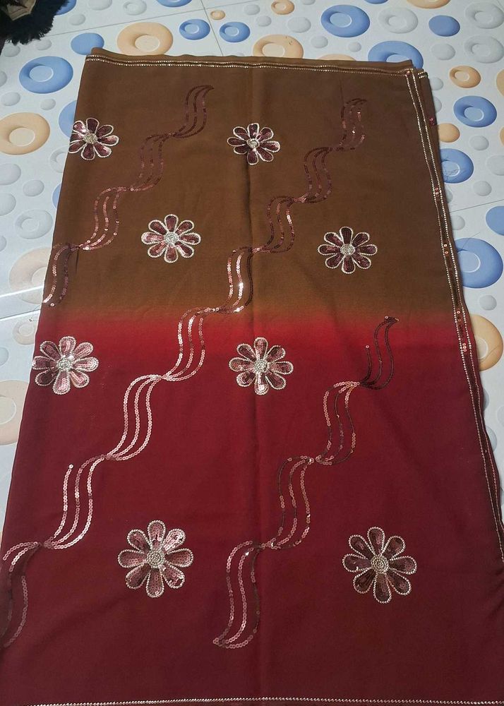 Elegant Brown &amp; maroon Saree