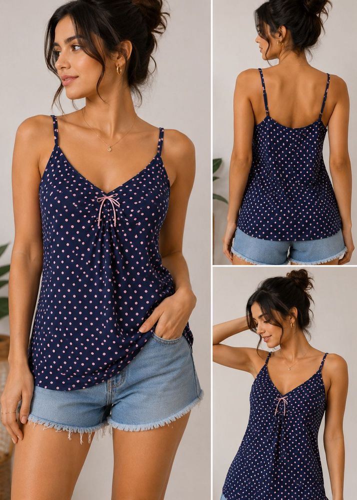 Navy Blue Polka Dot Cami Night top