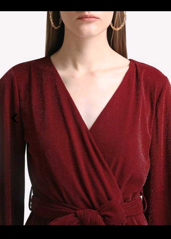 Sparkling maroon Wrap Dress