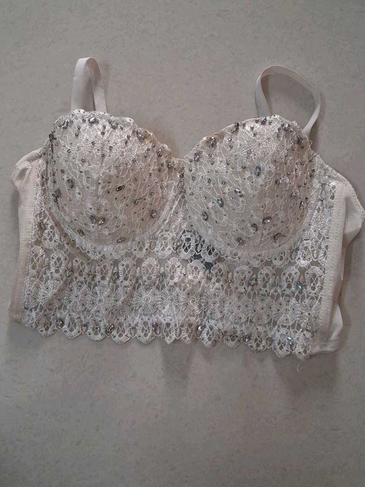 M Sparkling White Lace Bra