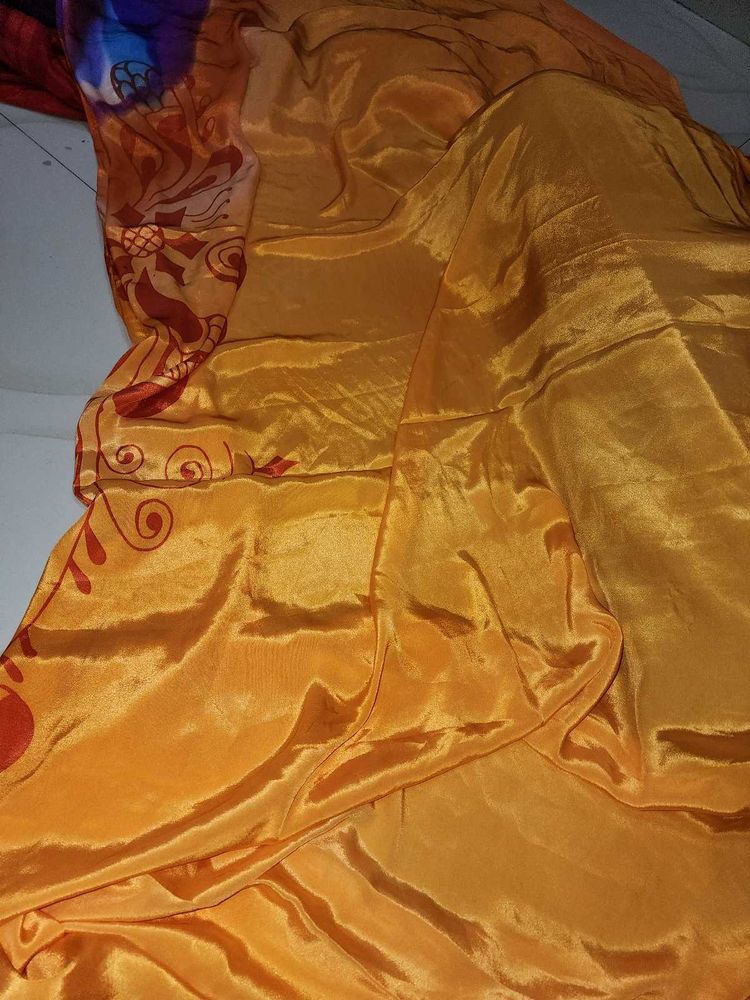 Elegant Orange Silk Saree