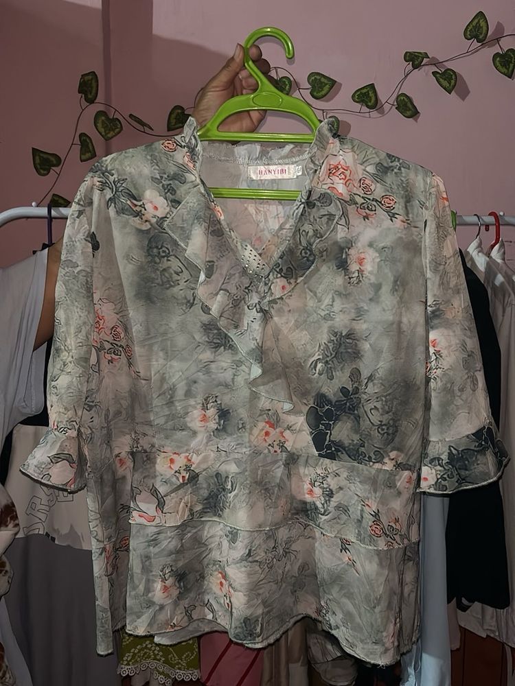Elegant Floral Print Blouse