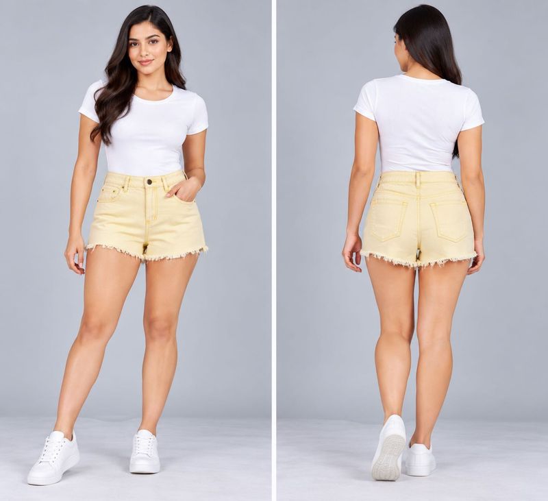 Women's Yellow Denim Shorts