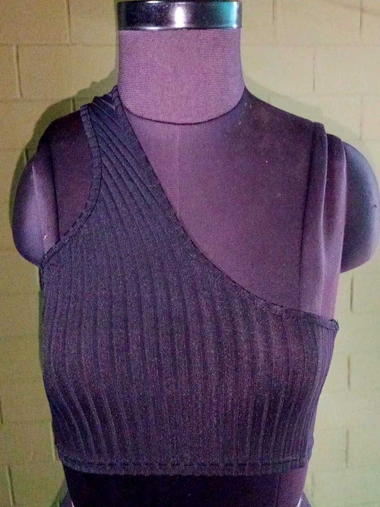One Shoulder Asymmetrical Ribbed Tank