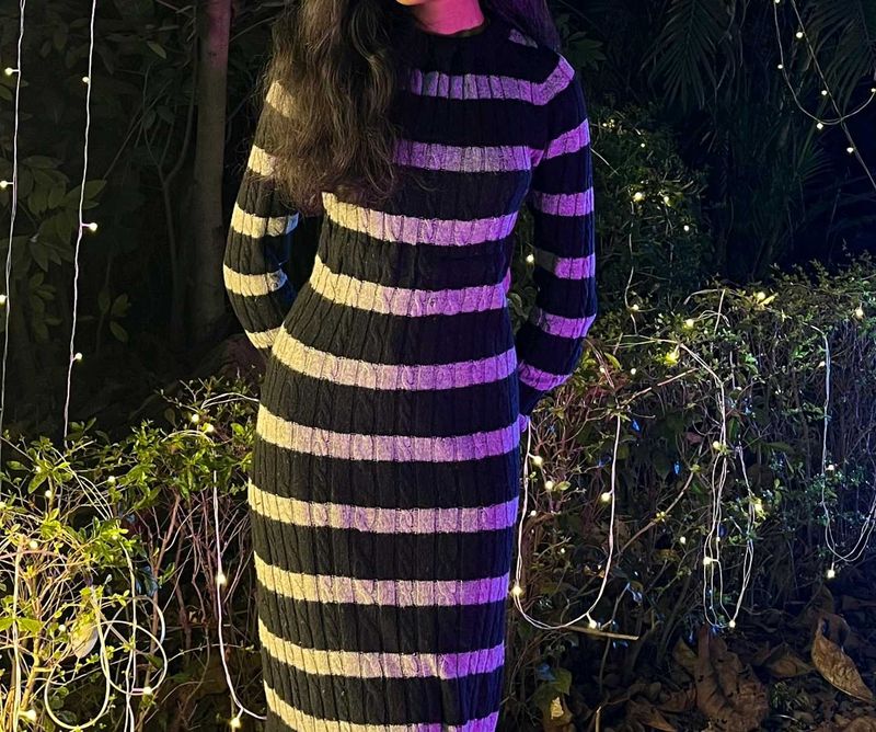 Chic Striped Knit (Wollen) Midi Dress