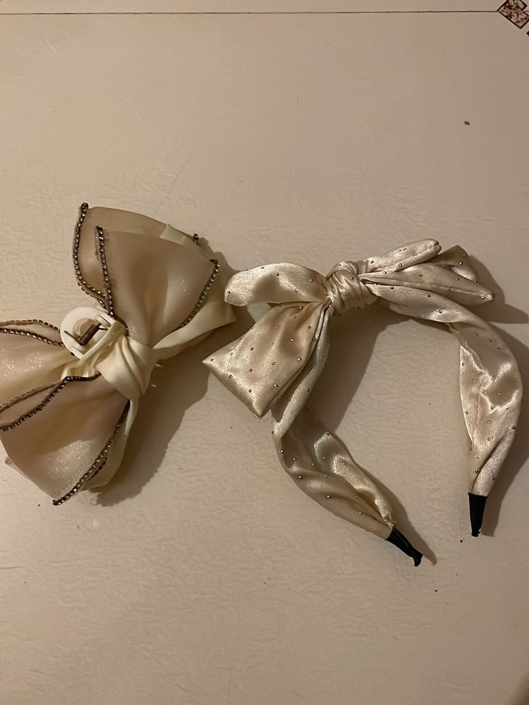 Sparkly Bow Headband &amp; Hair Clip Set