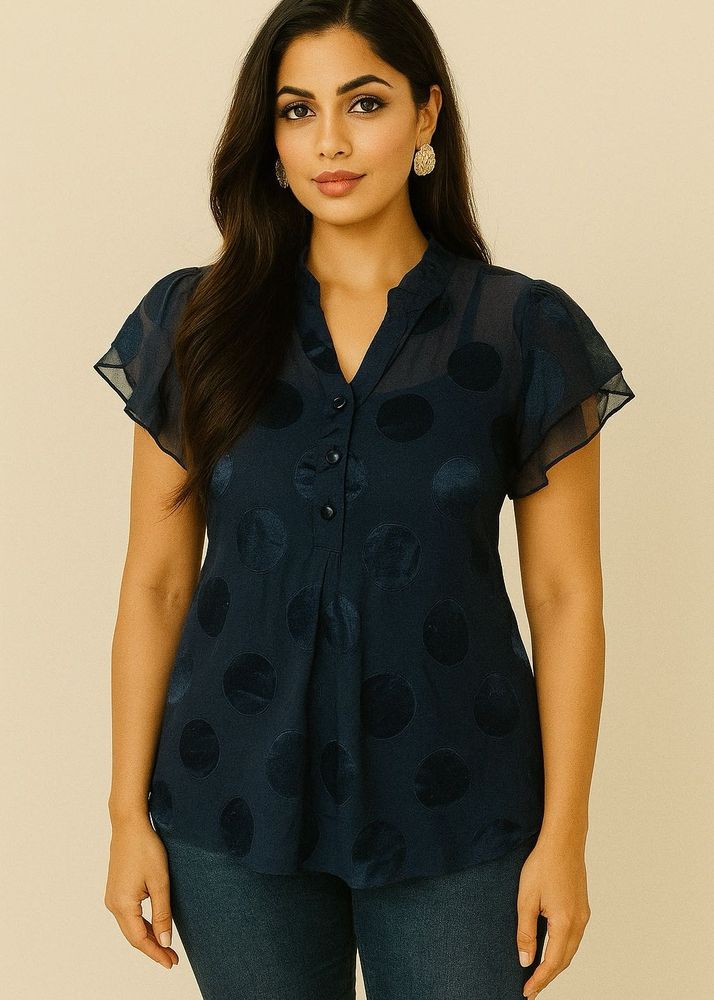Blue Polka Dot Top