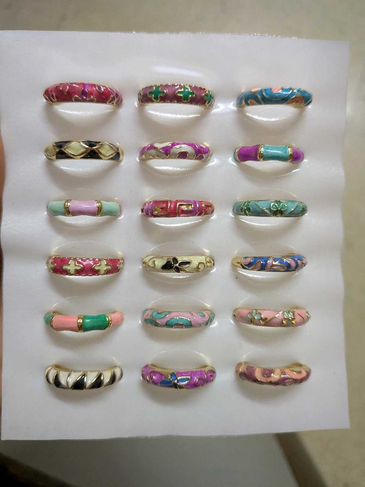 Set of Colorful Enamel Rings