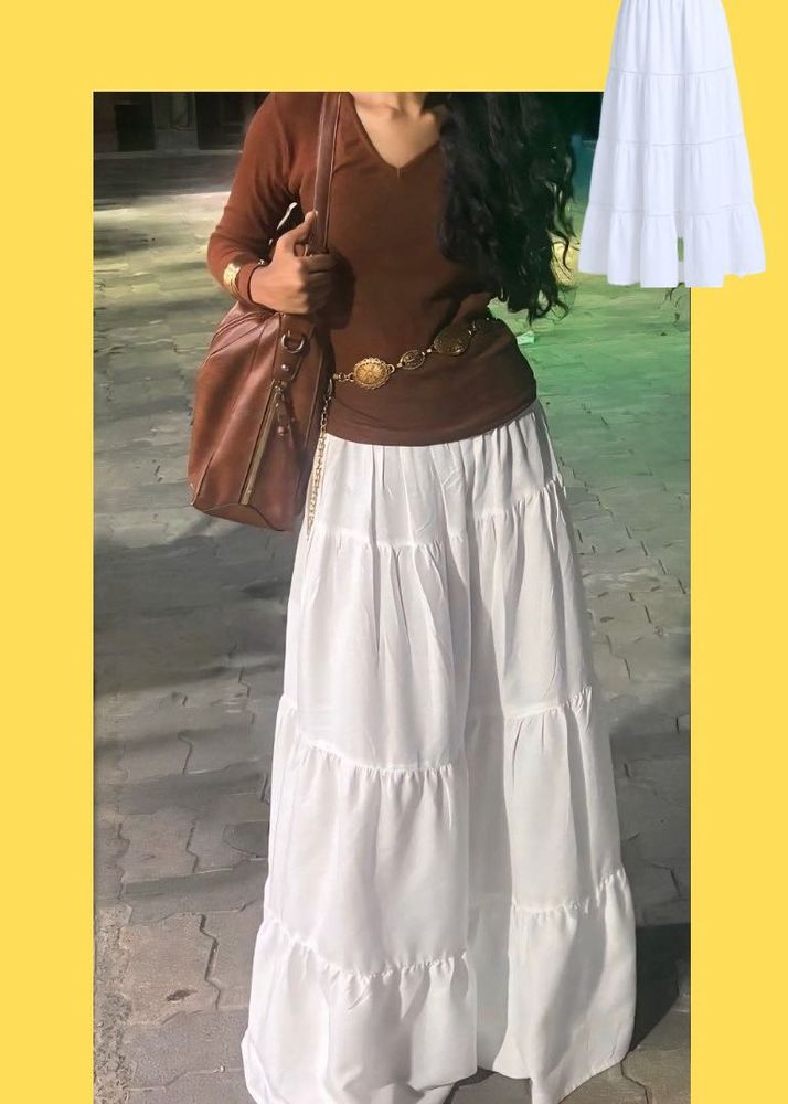 Tiered White Maxi Skirt