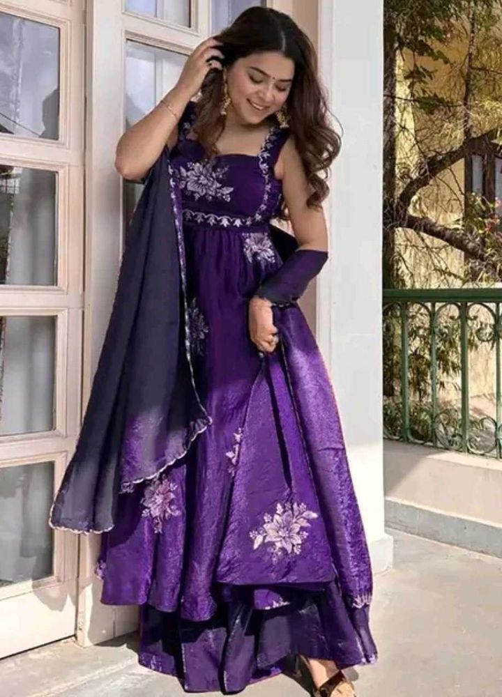 Stunning Purple Embroidered Lehenga Set