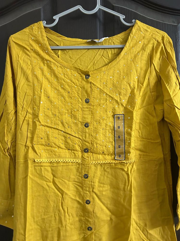 Yellow Kurta with Sequins