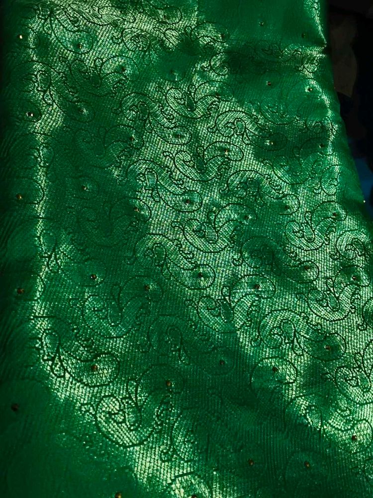 Stunning Emerald Green Embroidered Saree
