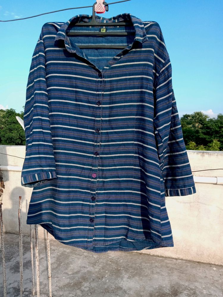 Striped Button-Down Tunic