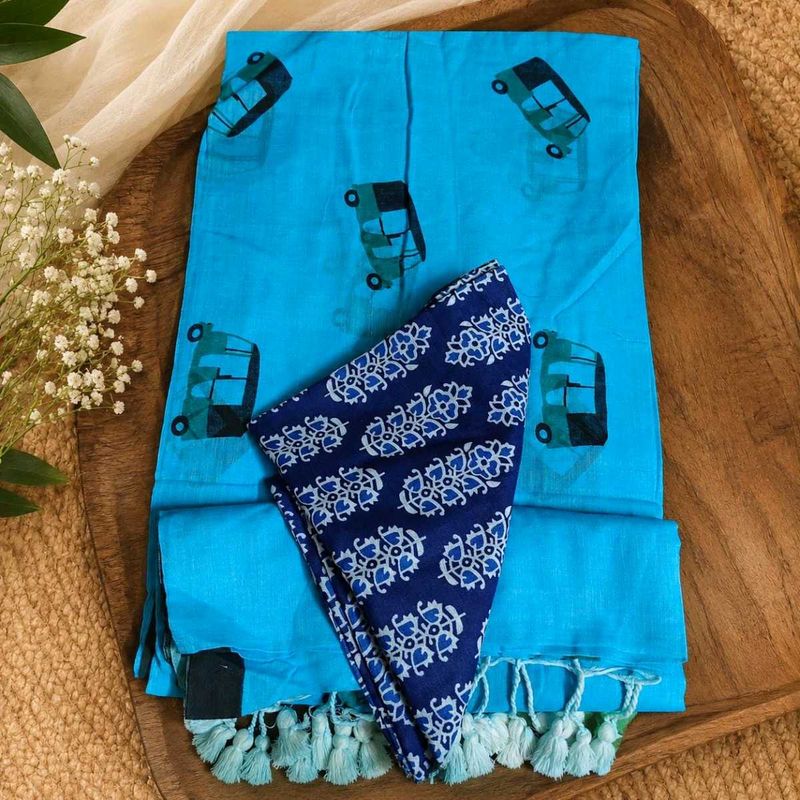AutoRide Mul Cotton Saree 🛺💙