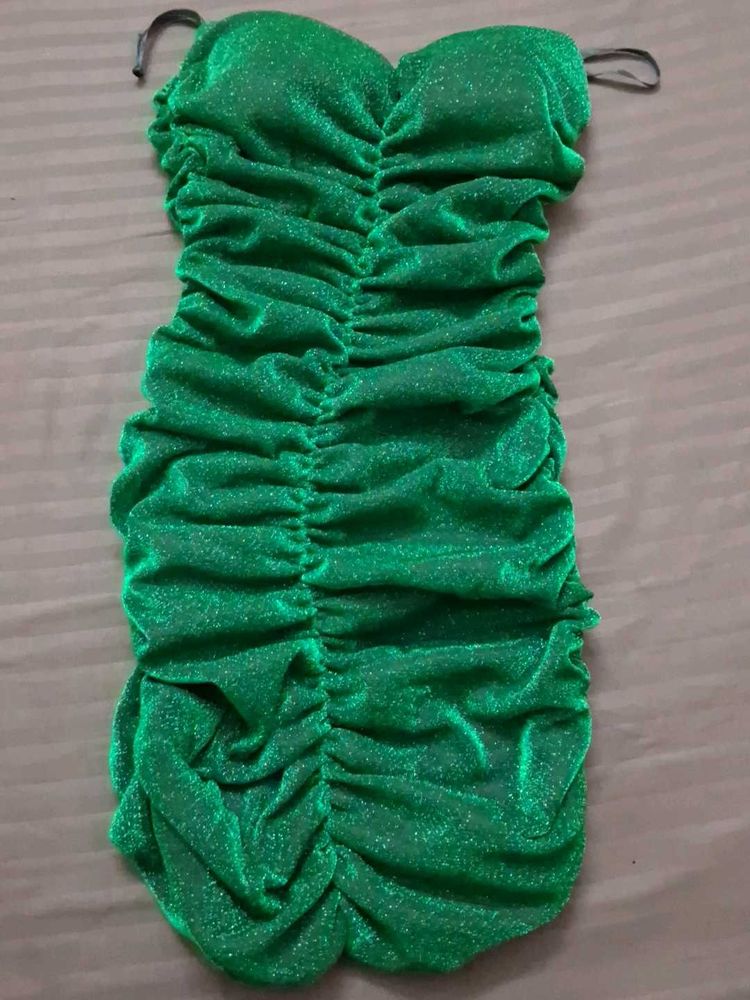 Sparkly Ruched Strapless Dress