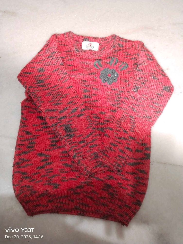 Red &amp; Gray Knitted Sweater