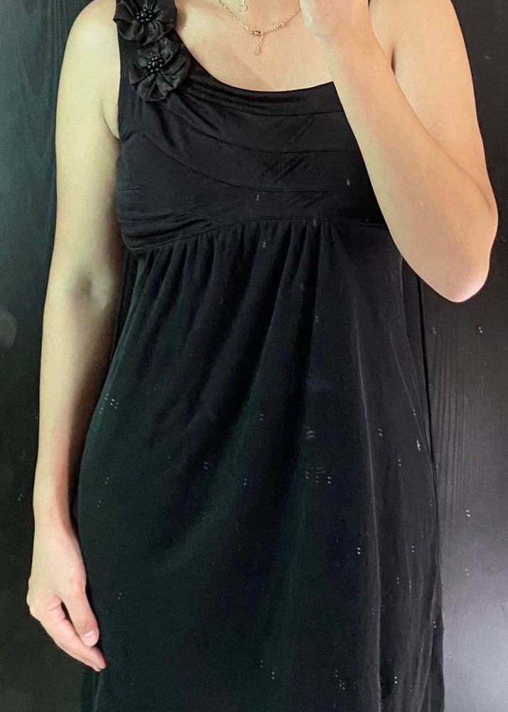 Black Dress with Floral Detail
