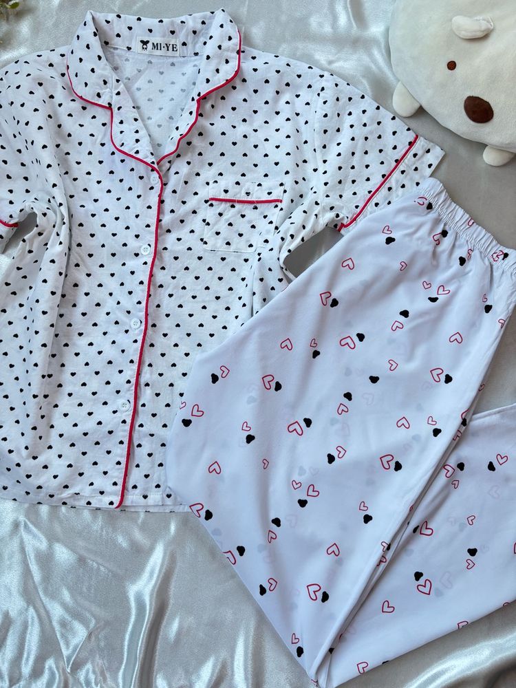 Cute Heart Print Pajama Set