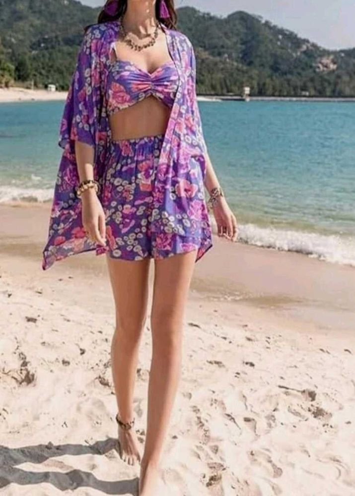 Boho Floral Swimsuit Cover-Up Set