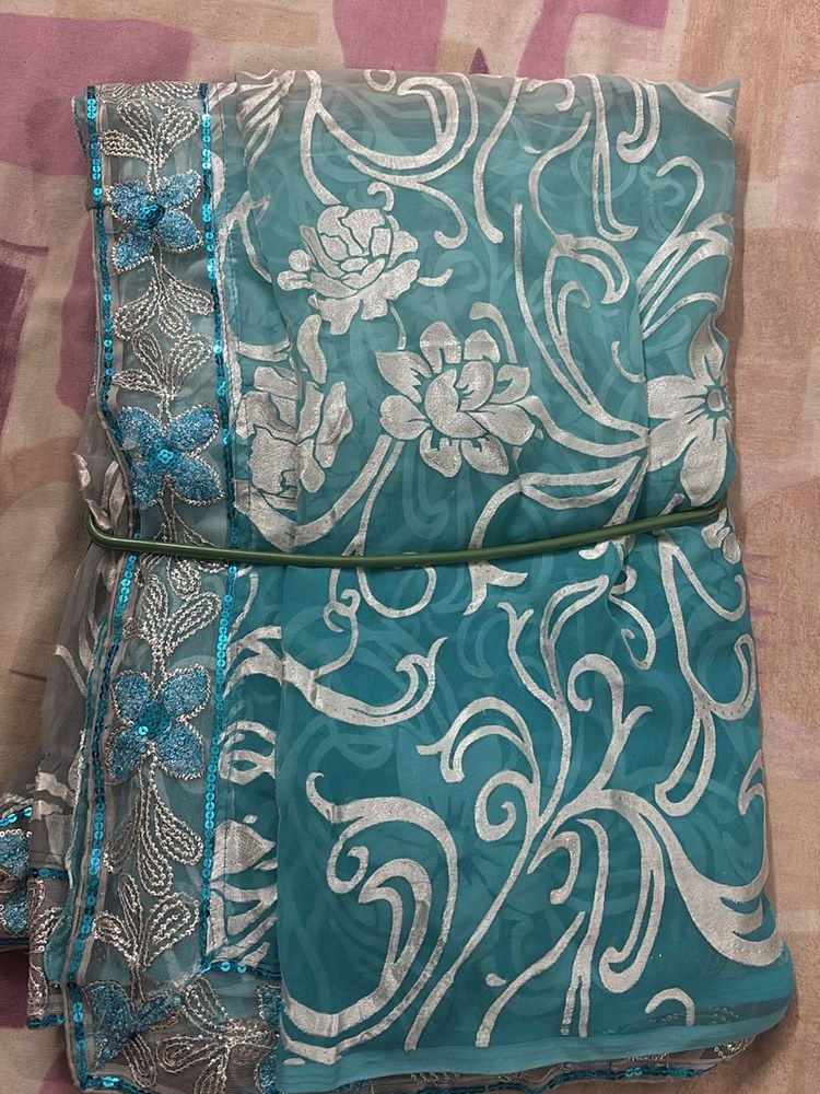 Blue/ silver Festive Saree