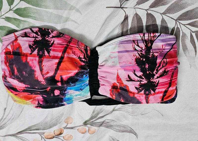 Forever 21 Palm Tree Bandeau Bikini Top