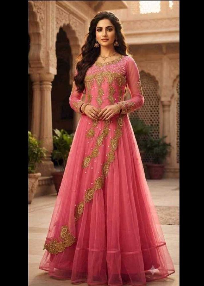 Stunning Pink Embellished Ethnic Gown