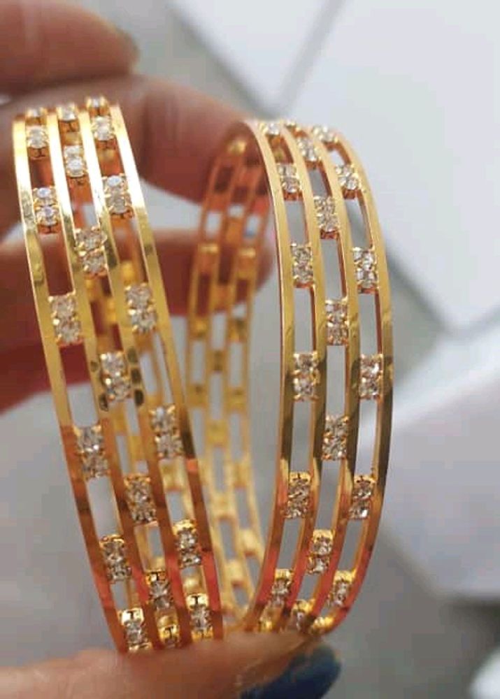 Golden Bangles With Diamonds