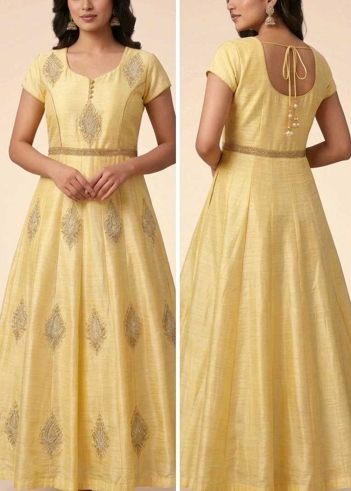 Haldi Special Yellow Silk Anarkali Gown