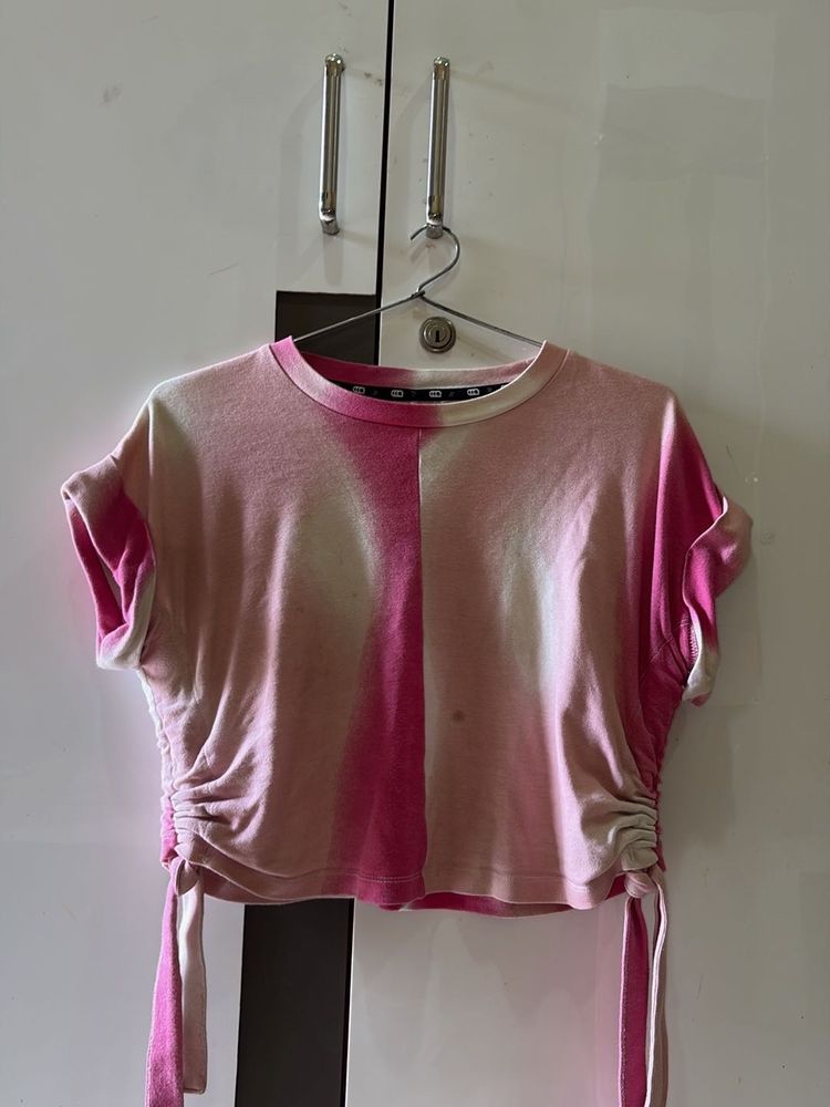 Pink Tie-Dye Crop Top