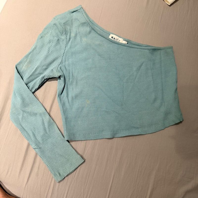 Blue One-Shoulder Top