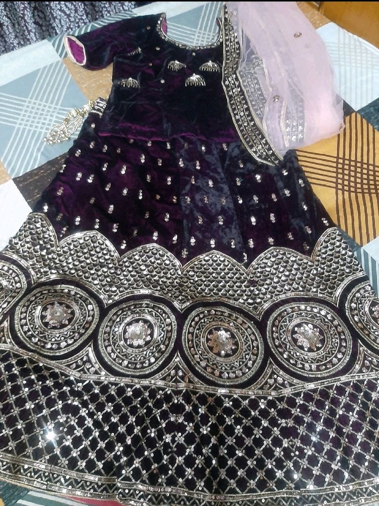 Beautiful Bridel Elegant Velvet Lehenga Choli Set