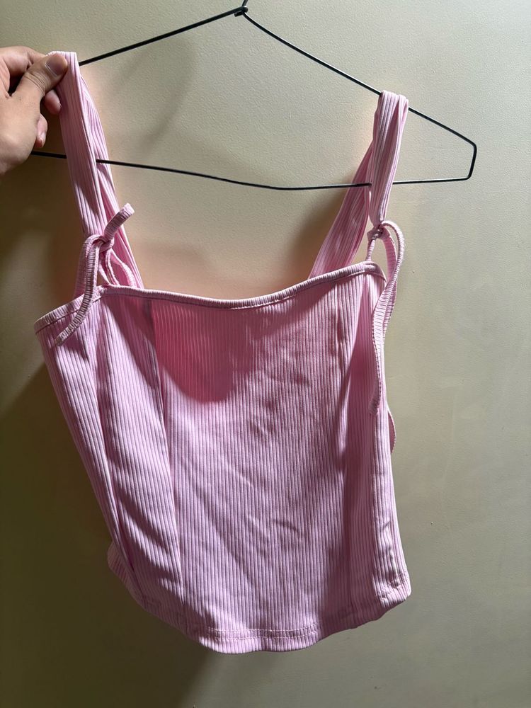 Pink Ribbed Tank Top